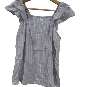 Gray Striped Ruffle Sleeve Top